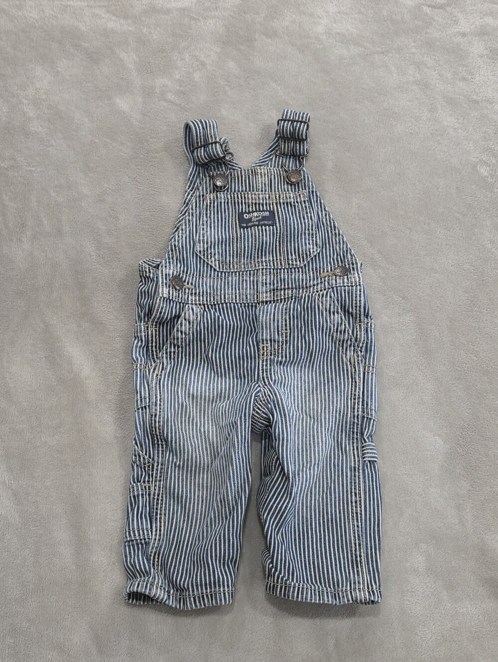 OshKosh B'gosh Navy and White Striped Overalls